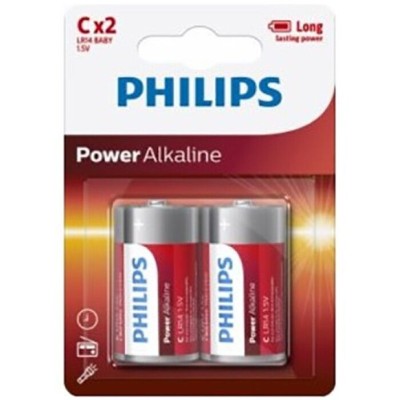 PHILIPS POWER ALKALINE PILA C LR14 BLISTER * 2 - D-225629 - Dona Pimenta