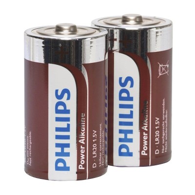 PHILIPS POWER ALKALINE PILA D LR20 BLISTER * 2 - D-225630 - Dona Pimenta