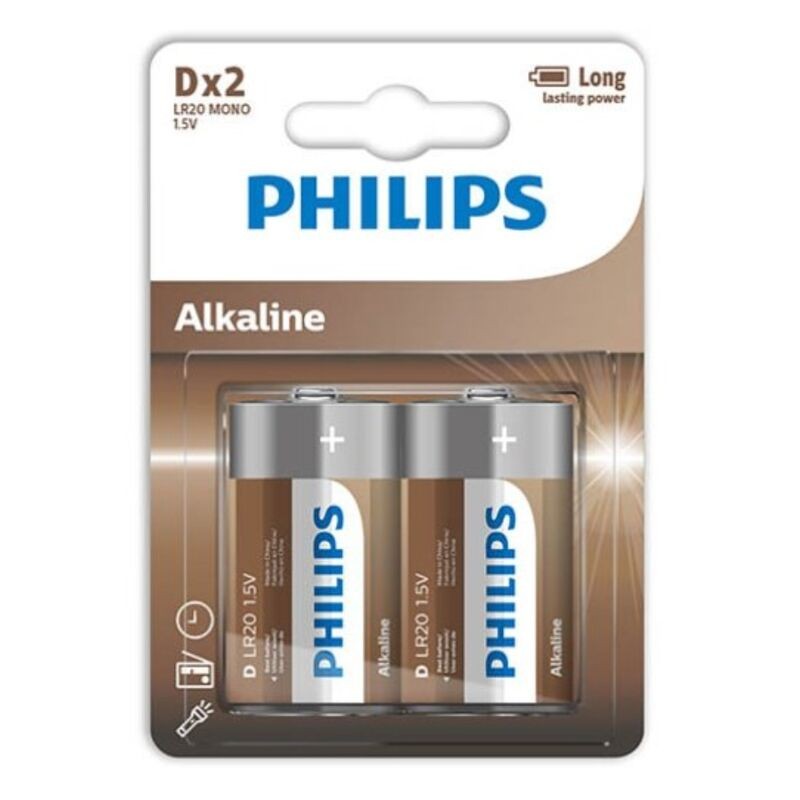 PHILIPS BATERIA ALCALINA D LR20 BLISTER*2 - D-228435 - Dona Pimenta