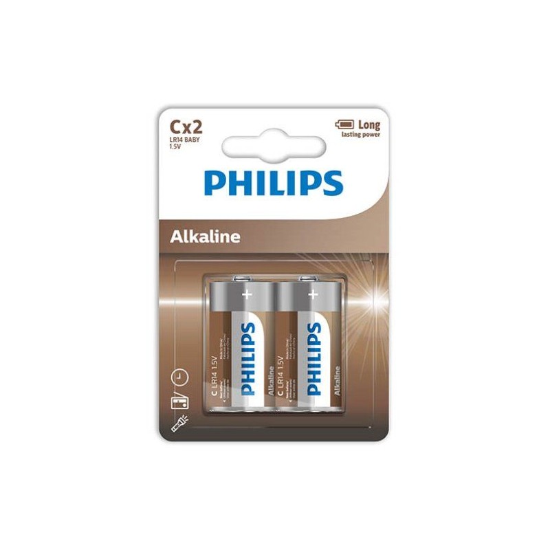 PILHAS ALCALINAS PHILIPS C LR14 BLISTER*2 - D-228436 - Dona Pimenta