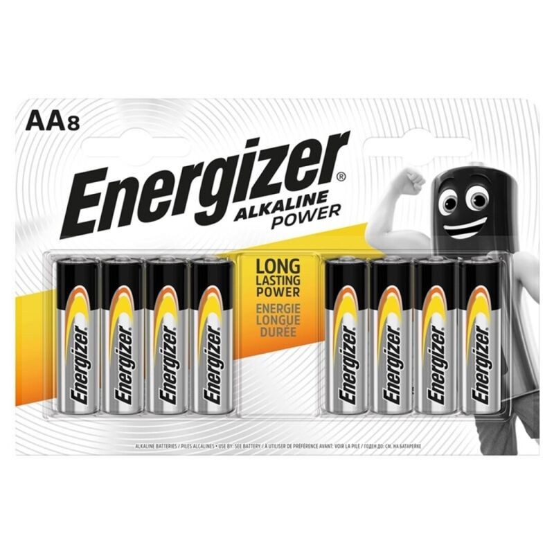 ENERGIZADOR POTÊNCIA BATERIA ALCALINA AA LR6 8 UNIDADE - D-230458 - Dona Pimenta