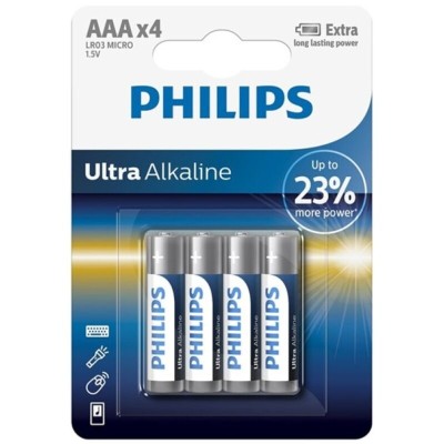 BATERIA PHILIPS ULTRA ALCALINA AAA LR03 4 UNIDADE - D-230464 - Dona Pimenta