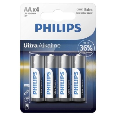 BATERIA PHILIPS ULTRA ALCALINA AA LR6 4 UNIDADE - D-230465 - Dona Pimenta