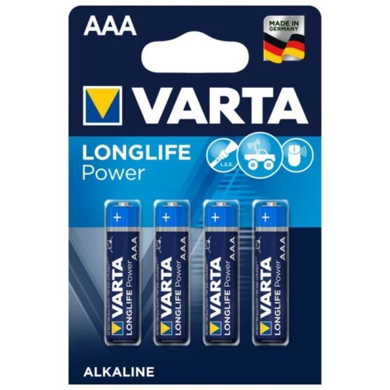 BATERIA ALCALINA DE POTÊNCIA VARTA LONGLIFE AAA LR03 4 UNIDADE - D-230473 - Dona Pimenta