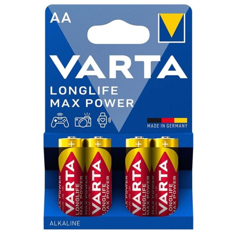 BATERIA ALCALINA VARTA MAX POWER AA LR6 4 UNIDADES - D-231876 - Dona Pimenta