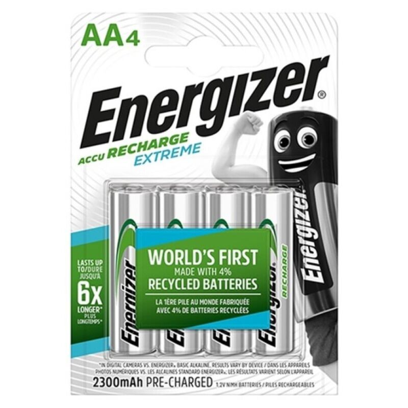 ENERGIZADOR EXTREMO RECARREGÁVEL BATERIA HR6 AA 2300mAh 4 UNIDADE - D-230460 - Dona Pimenta