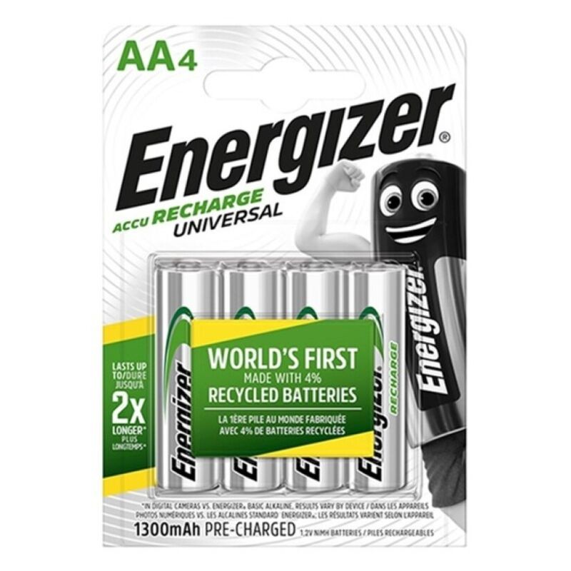 ENERGIZADOR UNIVERSAL RECARREGÁVEL BATERIA HR6 AA 1300mAh 4 UNIDADE - D-230461 - Dona Pimenta