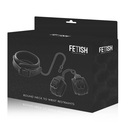 FETISH SUBMISSIVE COLLAR Y ALGEMAS CUERO VEGANO CON FORRO DE NOPRENO - D-218911 - Dona Pimenta