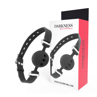 DARKNESS BALL SILICONE GAG BLACK - D-221199 - Dona Pimenta