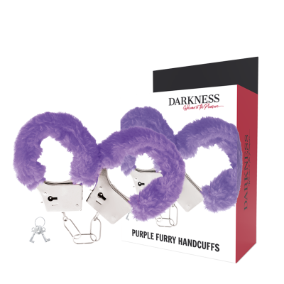 DARKNESS  PLEASURE FURRY HANDCUFFS PURPLE - D-221225 - Dona Pimenta