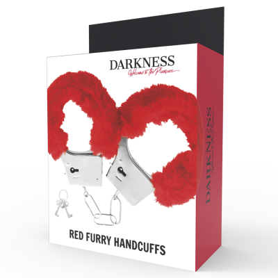 DARKNESS  PLEASURE FURRY HANDCUFFS RED - D-221227 - Dona Pimenta