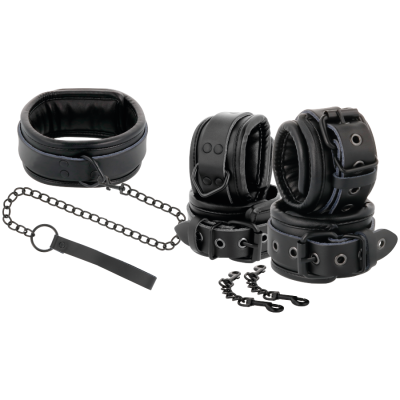 DARKNESS LEATHER AND HANDCUFFS BLACK - D-221255 - Dona Pimenta