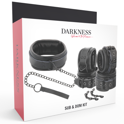 DARKNESS LEATHER AND HANDCUFFS BLACK - D-221255 - Dona Pimenta