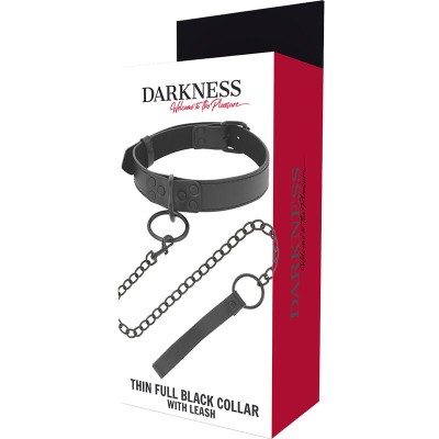 DARKNESS THIN BLACK FULL COLLAR  WITH LEASH - D-226690 - Dona Pimenta