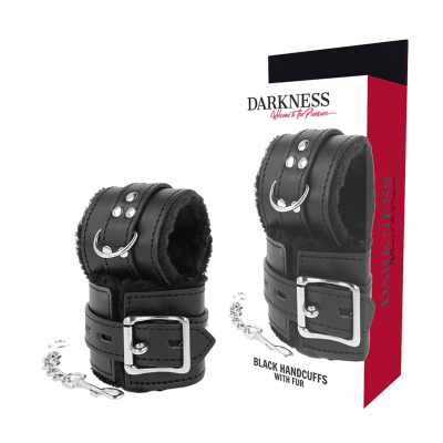 DARKNESS LOVE CUFFS, WRIST WITH FUR BLACK - D-226720 - Dona Pimenta