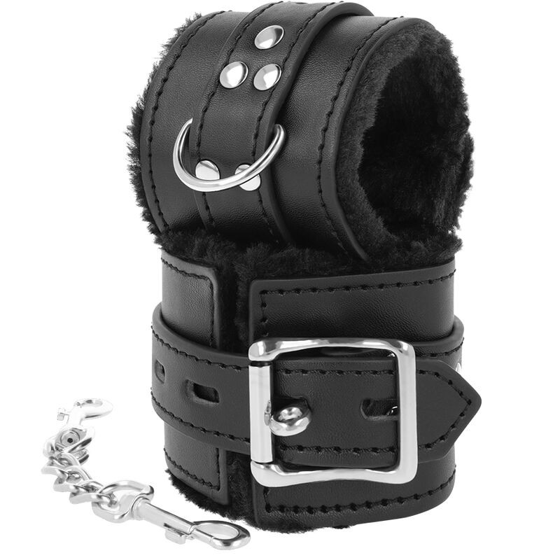 DARKNESS LOVE CUFFS, WRIST WITH FUR BLACK - D-226720 - Dona Pimenta