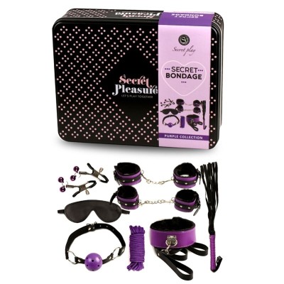 SECRETPLAY BDSM SET 8PCS LILAS / NEGRO - D-218575 - Dona Pimenta