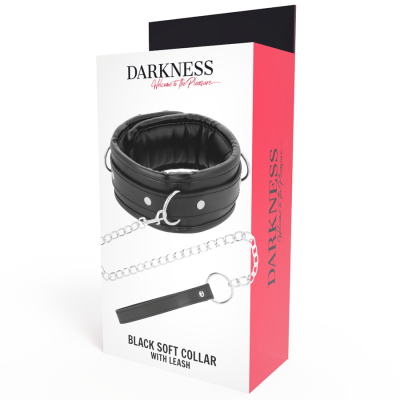 DARKNESS BLACK SOFT COLLAR WITH LEASH LEATHER - D-221154 - Dona Pimenta