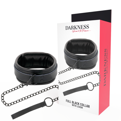 DARKNESS FULL BLACK COLLAR WITH LEASH - D-221155 - Dona Pimenta