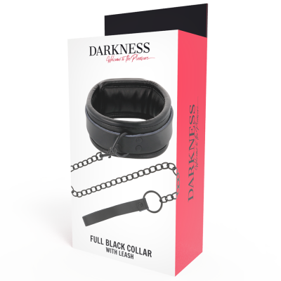 DARKNESS FULL BLACK COLLAR WITH LEASH - D-221155 - Dona Pimenta