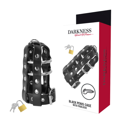 DARKNESS LEATHER CHASTITY CAGE - D-226696 - Dona Pimenta