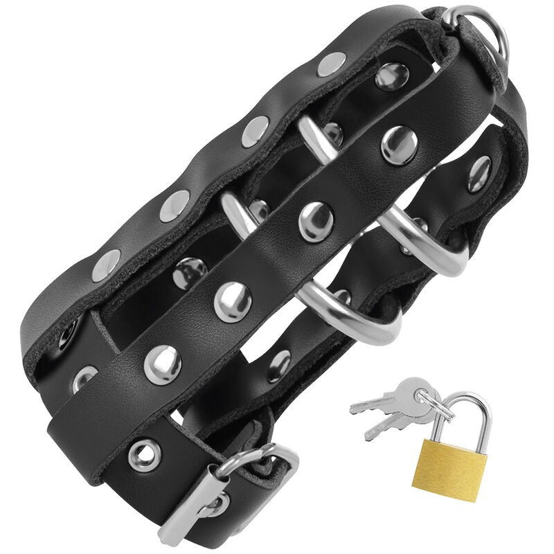 DARKNESS LEATHER CHASTITY CAGE - D-226696 - Dona Pimenta