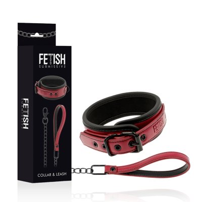 FETISH SUBMISSIVE DARK ROOM COLLAR CON CADENA CON FORRO DE NEOPRENO - D-227422 - Dona Pimenta