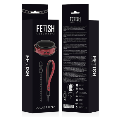 FETISH SUBMISSIVE DARK ROOM COLLAR CON CADENA CON FORRO DE NEOPRENO - D-227422 - Dona Pimenta