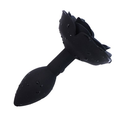 OHMAMA FETISH ROSE SILICONE ANAL PLUG - PRETO - D-230113 - Dona Pimenta