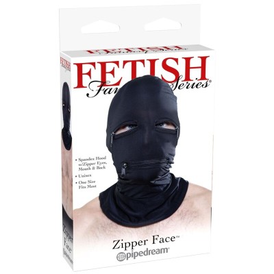 FETISH FANTASY SERIES - CAPUZ COM ZÍPERS PRETO - D-236553 - Dona Pimenta