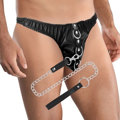 DARKNESS BLACK UNDERPANTS WITH LEASH - D-226695 - Dona Pimenta