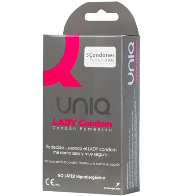 UNIQ LADY CONDOM Preservativos femininos sem látex com cinta liga 3 unidades - D-215002 - Dona Pimenta