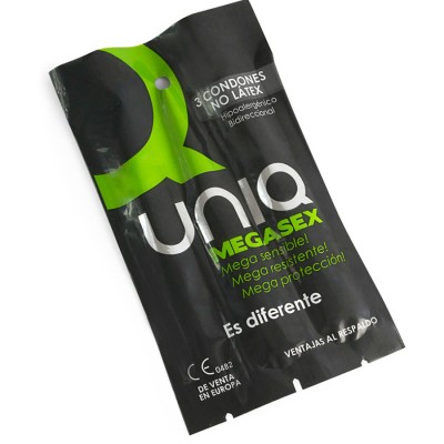 UNIQ MEGASEX LATEX FREE SENSITIVE CONDOMS 3 UNITS - D-215004 - Dona Pimenta