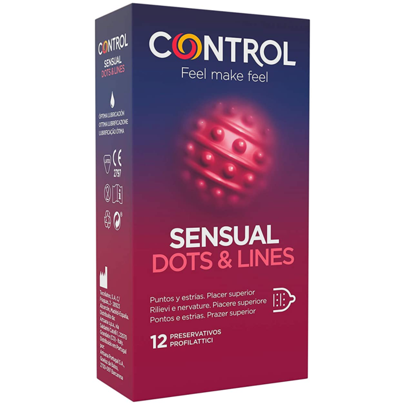 SENSUAL CONTROL PONTOS E LINHAS PONTOS E ESTRIAS 12 UNIDADES - D-223197 - Dona Pimenta