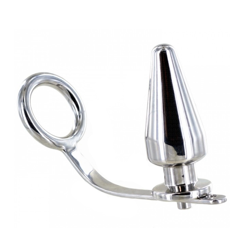 ANEL DE METALHARD COCK COM PLUG ANAL 45 X 50MM - D-205388 - Dona Pimenta