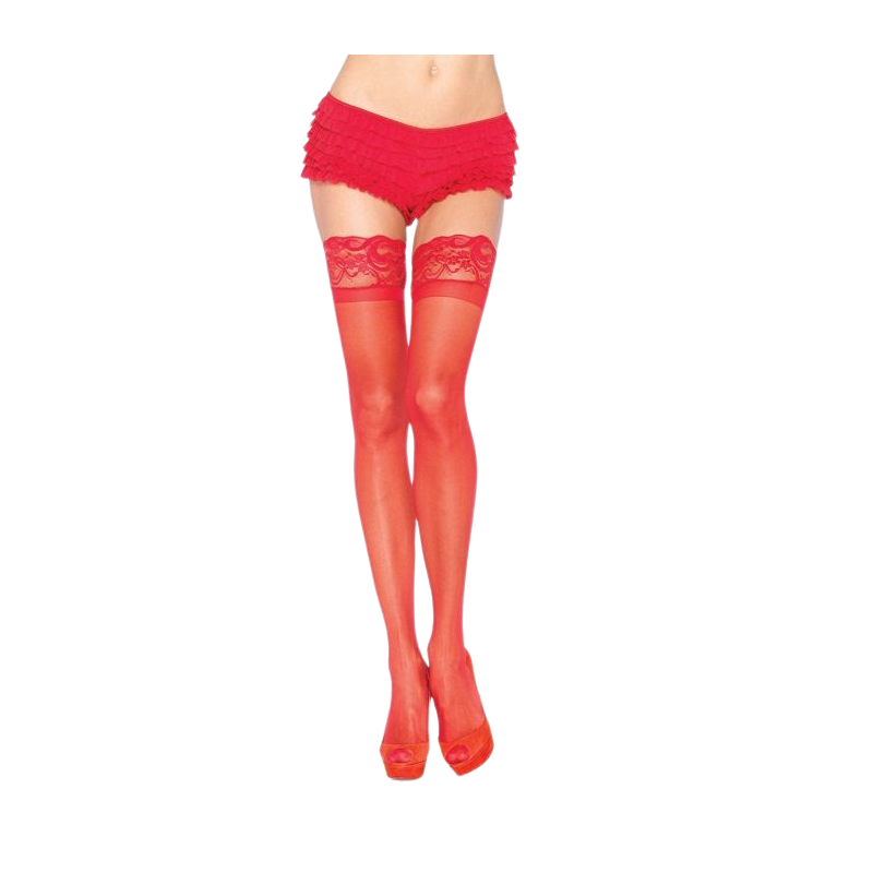 STAY UP SPANDEX COXAS TRANSPARENTES COM TOPO DE SILICONE - 1022 RED - Dona Pimenta