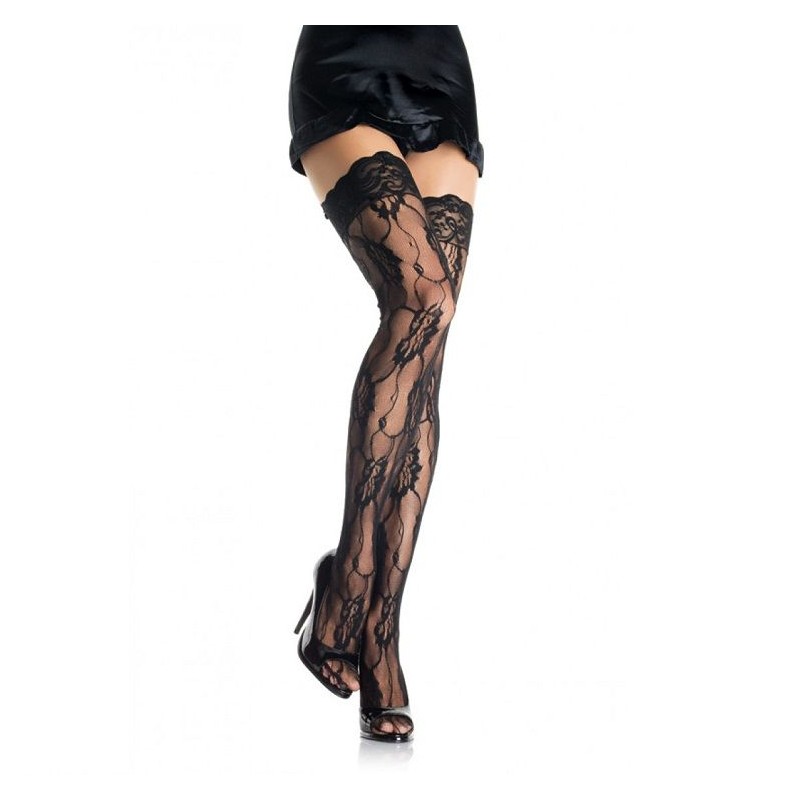 LEG AVENUE REDE E RENDA COXAS ALTAS - 9215 BLACK - Dona Pimenta