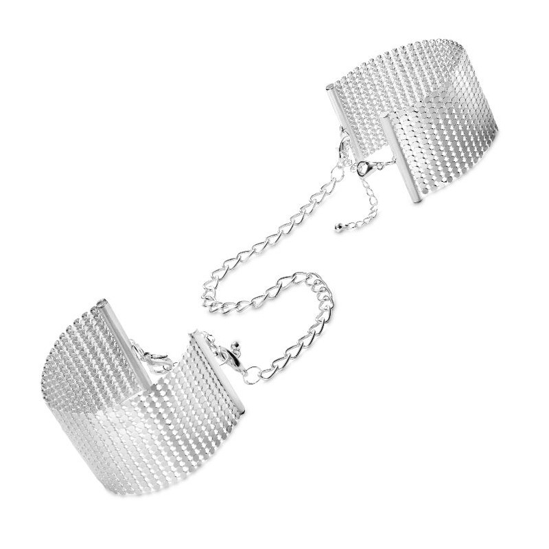 BIJOUX DÉSIR MÉTALLIQUE SILVER METALLIC MESH HANDCUFFS - D-210777 - Dona Pimenta