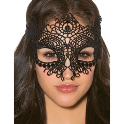 QUEEN LINGERIE BLACK LACE MASK ONE SIZE - D-223319 - Dona Pimenta