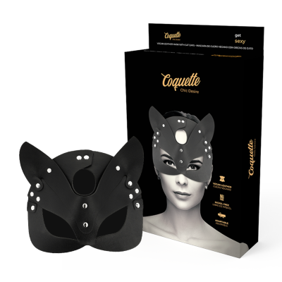 COQUETTE CHIC DESIRE&trade; - MÁSCARA DE COURO VEGANO COM ORELHAS DE GATO - D-226924 - Dona Pimenta