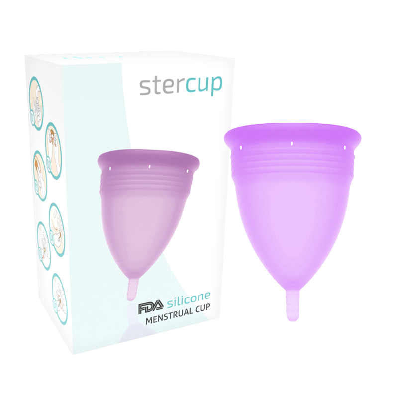 COPA MENSTRUAL STERCUP TAMANHO L COR ROXO SILICONE FDA - D-223033 - Dona Pimenta