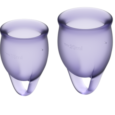 SATISFYER SINTA-SE CONFIANTE MENSTRUAL CUP ROXO 15 + 20ML - D-223856 - Dona Pimenta