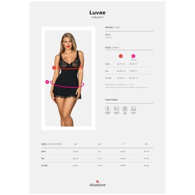 OBSESSIVE - LUVAE BABYDOLL E TANGA PRETO XS/S - D-236787 - Dona Pimenta