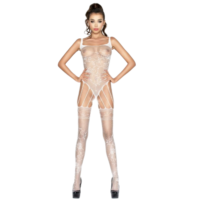 PASSION WOMAN BS034 BODYSTOCKING WHITE ONE SIZE - D-216409 - Dona Pimenta