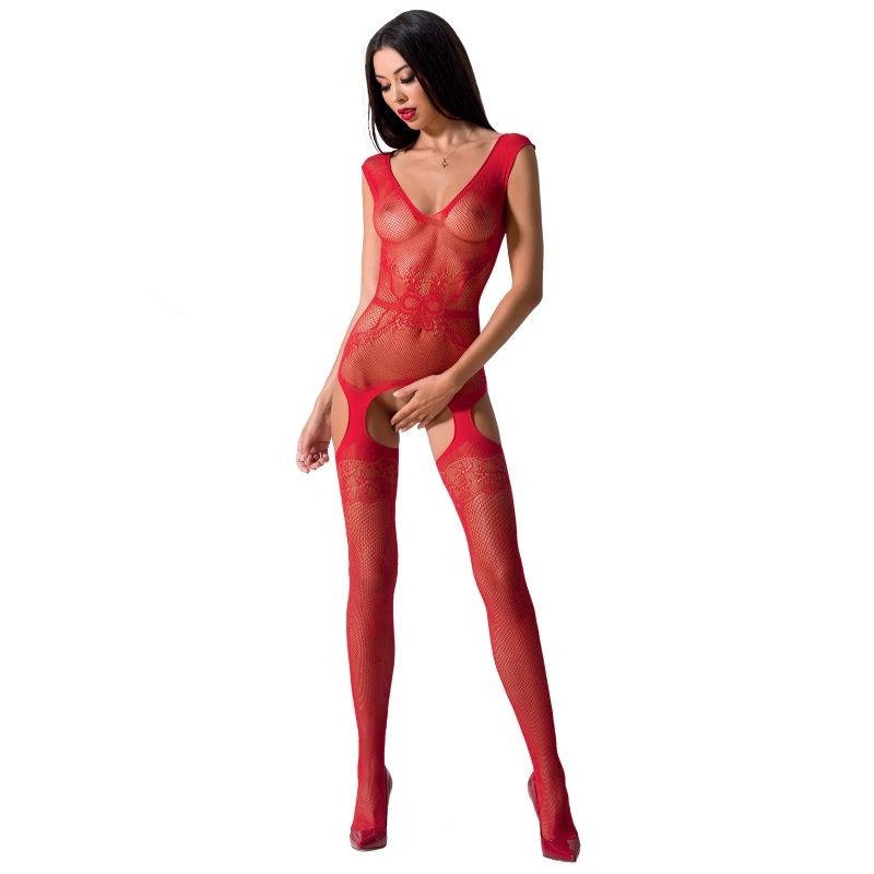 PASSION WOMAN BS062 BODYSTOCKING RED ONE SIZE - D-222276 - Dona Pimenta