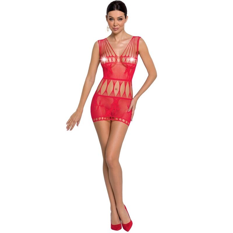 PASSION WOMAN BS090 BODYSTOCKING - RED ONE SIZE - D-228677 - Dona Pimenta