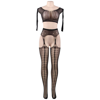 QUEEN LINGERIE BODYSTOCKING LONG SLEEVE TOP SL - D-229502 - Dona Pimenta