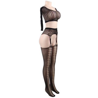 QUEEN LINGERIE BODYSTOCKING LONG SLEEVE TOP SL - D-229502 - Dona Pimenta