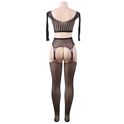 QUEEN LINGERIE BODYSTOCKING LONG SLEEVE TOP SL - D-229502 - Dona Pimenta