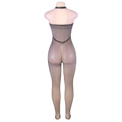 QUEEN LINGERIE HALTER PESCOÇO E BODYSTOCKING SL ABERTO - D-229518 - Dona Pimenta